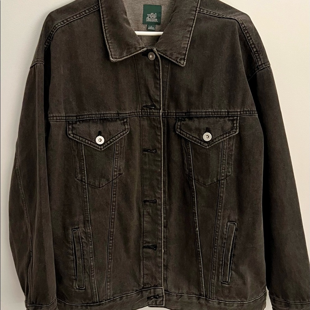 Ladies faded black demin jacket. Size Large